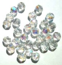 25 8mm Faceted Crystal AB Firepolish Beads